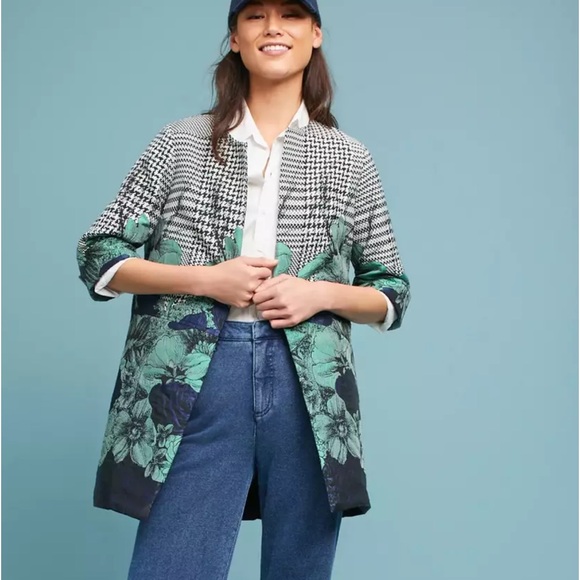 Anthropologie Jackets & Blazers - Anthropologie Eva Franco Floral & Houndstooth Coat Size 12